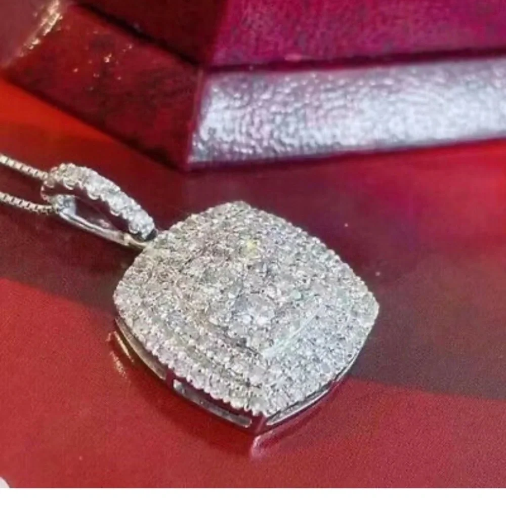 NEW STERLING SILVER Diamond PENDANT NECKLACE - Picture 7 of 7